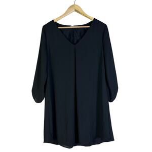 Lush Mini Dress Women's Medium Black V-Neck 3/4 Sleeve Casual